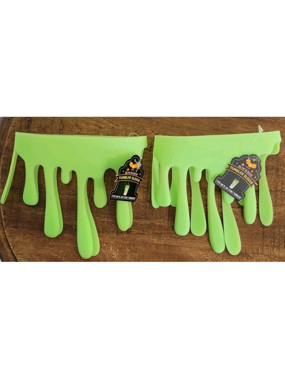 TARGET 2 Green Slime Tumbler Sleeve Glow In The Dark Halloween NWT